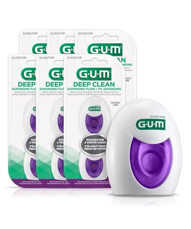 GUM Deep Clean Expanding Dental Floss 2x40M Pack of 6 (12 total) 40.00 m (Pack of 12) Expanding Floss