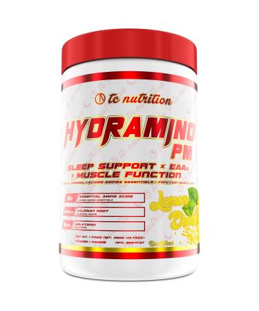 Hydramino PM - Natural Sleep Aid Powder & Muscle Recovery Supplement - EAA + BCAA Night-time Sleep Support | Relaxation & Calming Supplement | Helps with Jet Lag Deep Sleep & Muscle Building | Valerian Root GABA Melatonin Magnesium & More | Lemon Dreams 3