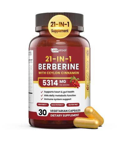 Lookatool Berberine Supplement with Ceylon Cinnamon - 1500mg Organic Berberine 140 Capsules