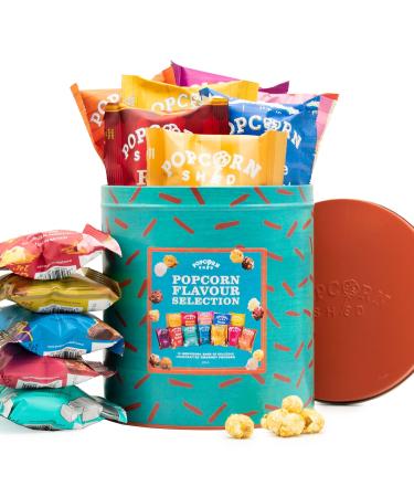 Popcorn Shed Gourmet Popcorn Snack Selection Gift Tin 12 Popcorn Flavours in Portion Sized Snack Packs Ultimate Foodie Gift for Snack Lovers 12 Flavour Gift Tin