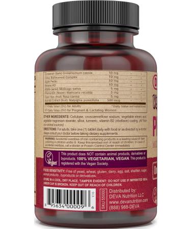 Deva Vegan Prenatal Multivitamin and Mineral Supplement - Once-Per-Day Formula - Vitamins A C D E K B Complex with Folate & Chelated Iron - 90 Coated Tablets 1-Pack 1 Count (Pack of 90) - Buy Online on GoSupps.com