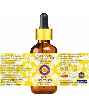Buy Deve Herbes Pure Argan Oil 100ml - Cold Pressed Moroccan Argania Spinosa with Glass Dropper - International Shipping - Buy Online on GoSupps.com