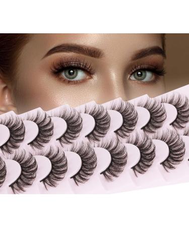 Yawamica 16MM C Curl Mink Lashes - Natural Wispy Medium Volume False Eyelashes, 8 Pairs Pack - Buy Online on GoSupps.com