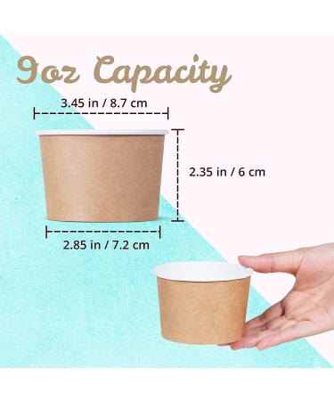 Paper Ice Cream Cups - 50-Count 9-Oz Disposable Dessert Bowls for Hot or Cold Food - Party Supplies Treat Cups for Sundae, Frozen Yogurt, Soup - Brown 9 oz - Buy Online on GoSupps.com