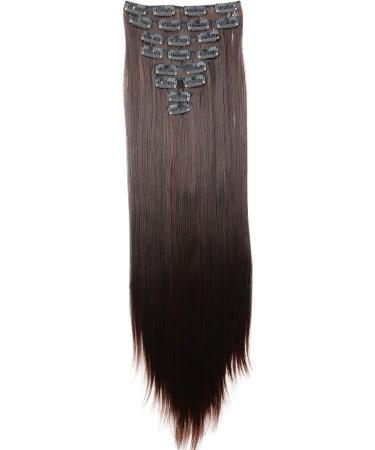 CAISHA by PRETTYSHOP XXL 24 Straight Dark Brown Mix Clip In Hair Extensions - 8 Pieces Set (#2T33 CES23) - Buy Online on GoSupps.com