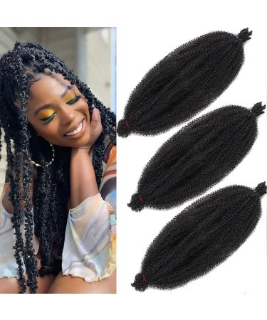 Xtrend 3 Packs 24 Inch Soft Springy Afro Twist Hair Pre-Separated Spring Twist Hair for Faux Locs Natural Black Marley Twist Crochet Braiding Hair Synthetic Hair Extensions for Black Women 1B# 24 Inch (Pack of 3) 1B#