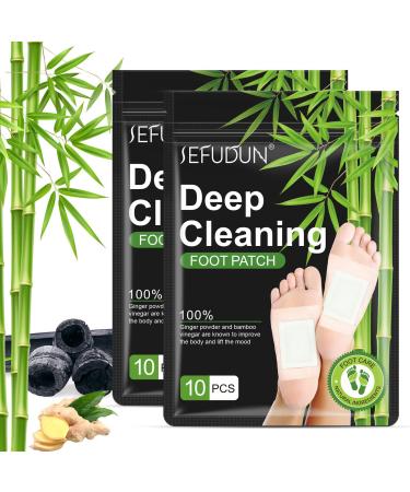 SOULOIU 20Pcs Deep Cleansing Foot Pads Relieve Fatigue and Stress  Pain Relief  Sleep Improvement and Foot Care Natural Bamboo Vinegar Ginger Powder Foot Pad  Suitable Home Use or Travel (20)