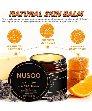 Organic Grass-Fed Beef Tallow Balm with Raw Honey - Moisturizing Cream for Soft Smooth Skin - Tallow and Honey Balm for Face Natural Formula for Dry & Sensitive Skin (1 Orange - Buy Online on GoSupps.com
