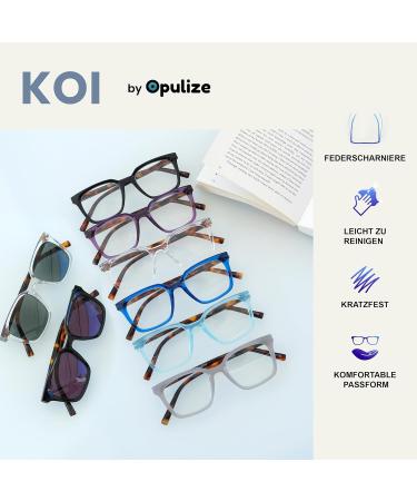 Shop Opulize Koi Reading Glasses - Large Rectangular Frames for Men & Women - Stylish Visual Aid with Feather Hinges - R50 +1.50 Dioptria in Black Lila Klar & Aqua - Buy Online on GoSupps.com