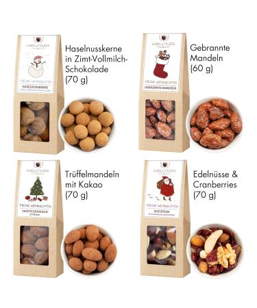 Wellnut Limited Christmas Edition - Gourmet Snack Mixtures in Birch Wood Box | 4 Unique Snacks for Adults | Perfect Holiday Gift - Buy Online on GoSupps.com
