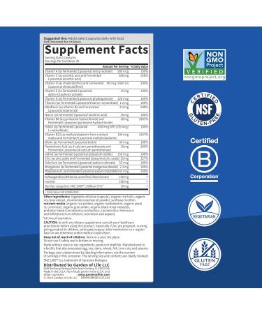 Garden of Life Dr. Formulated Multi+ Stress & Mood Fermented Liposomal Multivitamin + Ashwagandha B Vitamins & Probiotics - 60 Capsules Whole Food Vitamin & Mineral Supplement - Buy Online on GoSupps.com