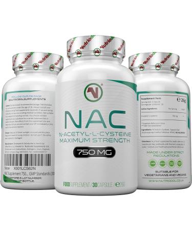 NAC Supplement 750mg Vegan capsules - High Bioavailability Amino Acid - EU Made to ISO/GMP Standards - Non-Toxic L-Cysteine - 30 Capsules - Buy Online on GoSupps.com