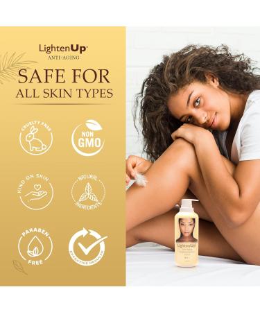 Lightenup Anti-Aging Skin Brightening Body Lotion | 13.5 Fl Oz / 400 ml | Moisturizing Cream for Elbows Armpit Private Areas Feet | with Argan Oil Shea Butter & Alpha Arbutin - Buy Online on GoSupps.com