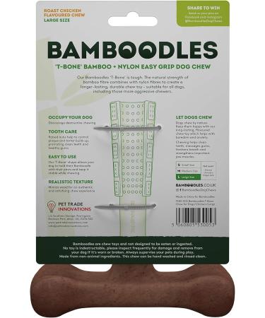 Bamboodles T Bone Dog Chew - Medium Chicken Flavor for Aggressive Chewers - Buy Online on GoSupps.com