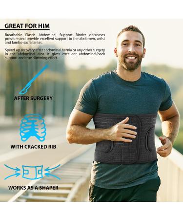 ORTONYX Breathable Abdominal Binder - S/M (22-33) Black - Hernia Support Belt for Men and Women - Buy Online on GoSupps.com