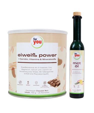 Power protein chocolate after Dr.Strunz + MCT oil vanilla in the set i 1x 750g fitness proteber powder with carnitine whey protein soy protein milk protein i 1x 250ml MCT oil vegan based 100% coconut oil