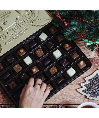 CHEVALIERS D'ARGOUGES French Master Chocolatiers - Assortment of chocolates dark 70% milk 33% white - Vintage Christmas - Buy Online on GoSupps.com