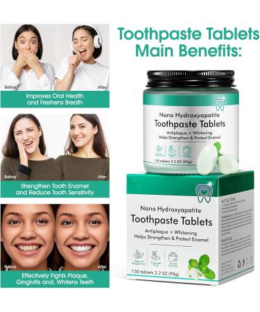 150P Toothpaste Tablets-Nano Hydroxyapatite Toothpaste Chewable Toothpaste Tablets for Sensitive Teeth Flouride&Plastic Free Friendly Travel Tabs-3.2 0Z - Buy Online on GoSupps.com