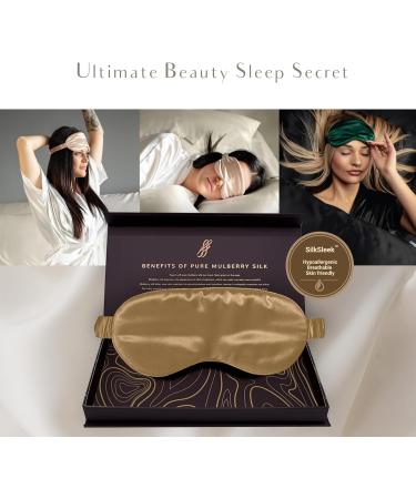 SILKSLEEK 22 Momme Pure Mulberry Silk Sleep Mask | 100% Pure Silk Filled | Super Soft & Comfortable Eye Mask in Gift Box | Blackout Eye Mask (Gold) - Travel Essentials - Buy Online on GoSupps.com