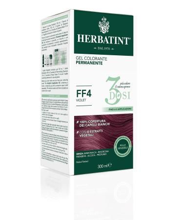 Herbatint Herbatint 3Dosi Permanent Colour Gel 300 ml FF4 Purple Ammonia-Free for Sensitive Skin 100% White Hair Coverage with 8 Organic Natural Extracts