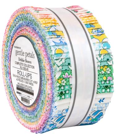 Jelly Roll - Flowerhouse Gentle Petals by Debbie Beaves for Robert Kaufman Spring Florals 2.5" Strips Roll-Ups Bundle Quilter's Cotton Fabric Precuts (RU-1093-40) M493.11