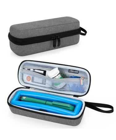 BAFASO Insulin Cooler Travel Case with a Slot Ice Pack (Holds a Pen or 3 Vials) Diabetic Bag for Insulin Pen and Other Supplies Gray