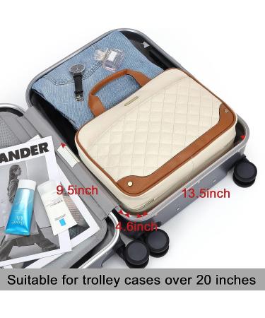 CLUCI Leather Toiletry Bag for Women - Water-Resistant Travel Organizer with Hanging Hook | Beige/Brown - Buy Online on GoSupps.com