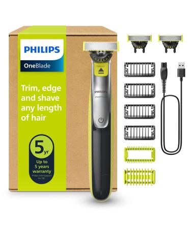 Philips Consumer Philips OneBlade 360 Authentic Face & Body Electric Beard Trimmer Shaver and Body Groomer 3x 360 blades 4x Stubble Comb 1235mm 1x Body Kit QP283431
