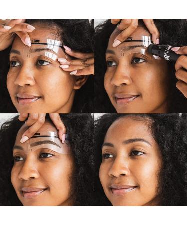 Brows by Bossy Dual-Color Eyebrow Stamp Stencil Kit | 9 Reusable Stencils for Professional Brow Shaping | Waterproof Tint for Instant Long-Lasting Results (Medium Brown/Brown) - Buy Online on GoSupps.com