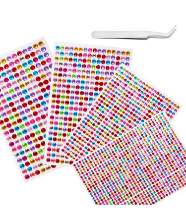 ijizuo glitter stones self-adhesive 4 sheet of street sticker colorful street size Mixed self-adhesive rhinestones for DIY fingernail cell phone clothing decorations colorful 1792 st 2-color