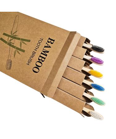 Bamboo Toothbrushes - Variety Pack of 6 Colors (Pack of 12 Adult) Pack of 12 1 Count (Pack of 6)