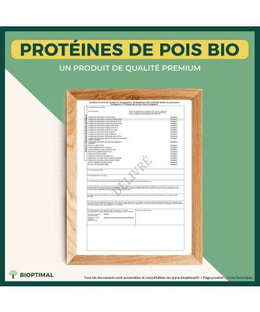 Prot ine de Pois Bio - Bioptimal - 80% Prot ines - 12% BCAA - Haute Digestibilit - Energie Sport Musculation - Poudre de Pois Jaune - 100% Pur - Conditionn en France - Certifi Ecocert - 500 g Go t neutre 500 g (Lot de 1) - Buy Online on GoSupps.com