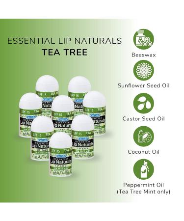 Lip Naturals | Mini Tea Tree Balm with Sunscreen (SPF-15) | Made in USA with Coconut Oil Tea Tree Oil and Peppermint Oil | 12-Count Mini Lip Balm Pack with Tea Tree Mint Flavor (0.10oz/3g Each) - Buy Online on GoSupps.com
