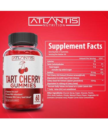 Tart Cherry & Celery Seed Gout Relief Gummies - 60ct | Joint Support & Antioxidant for Uric Acid Cleanse - Buy Online on GoSupps.com