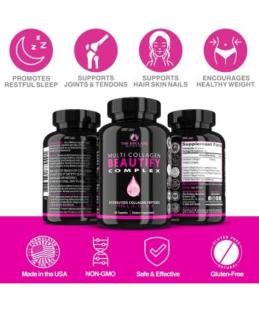 Collagen Pills - Beautify Multi Collagen Complex Capsules Type I II III V X | Extra Strength Hydrolyzed Collagen Peptides Supplements. Hair Skin Nails Vitamins 1800mg Collagen Capsules (1) - Buy Online on GoSupps.com