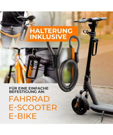 Impillar High Security Bike Lock for E-Scooter E-Bike Roller & Motorcycle | Light Bracket Lock with 1.2m Cable - Ideal for Children & Adults - Buy Online on GoSupps.com