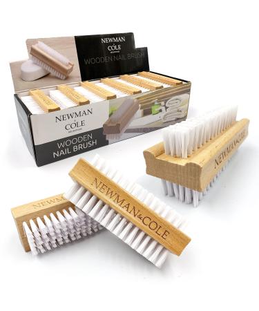 Wooden Nail Brush Double-Sided Nail Scrubbing Brush with Firm Plastic Bristles (Set of 3) 3 Count (Pack of 1)