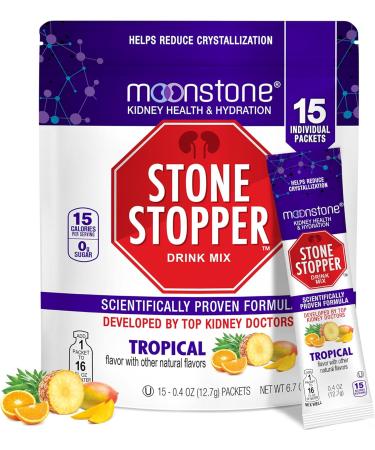 Moonstone Nutrition Kidney Cleanse & Kidney Support Drink Mix, Keto Electrolyte Hydration Powder, Stone Prevention, Chanca Piedra Alternative, Magnesium, Potassium, 15 Pack, Tropical 6 Ounce (Pack of 1)
