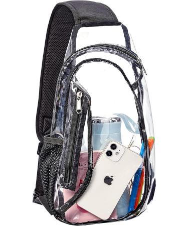 Clear PVC Sling Bag: Stadium Approved Crossbody Backpack in Black - Buy Online on GoSupps.com