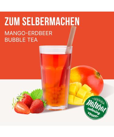 Inspire Bubble Tea Pearl Set - 450g Mango Popping Boba & 300ml Strawberry Syrup | 100% Vegetarian Gluten-Free No Artificial Dyes - Buy Online on GoSupps.com