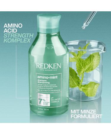 Redken Amino Mint Shampoo for Greasy Scalp | pH Balancing Hair Care | 300ml - Refreshing Mint & Amino Acid Complex - Buy Online on GoSupps.com
