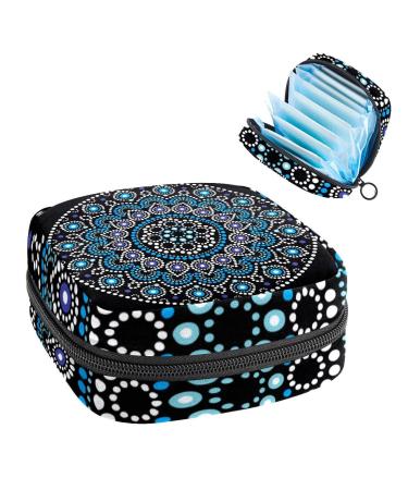 Bohemia Flower Geometry Pattern Sanitary Napkin Storage Bag Feminine Menstrual Cup Pouches Nursing Pad Holder Tampon Bags Portable Period Bag for Women Teen Girls 1Pcs Multi-colored 9
