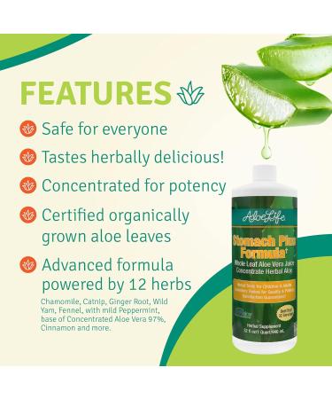Aloe Life Stomach Plus Formula - Fast-Acting Digestive Tonic - 32oz Concentrate - Gluten-Free - Buy Online on GoSupps.com