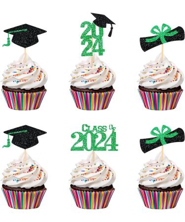 Green Class of 2022 Graduation Cap Cupcake Toppers for 2022 Graduation Decorations - Buy Online on GoSupps.com