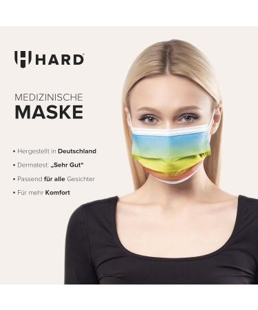 HARD 50pc Disposable Face Masks Made in Germany | CE Certified Triple Layer Filtration 99.78% | Elastic Earloops | Rainbow Classic Design - Buy Online on GoSupps.com