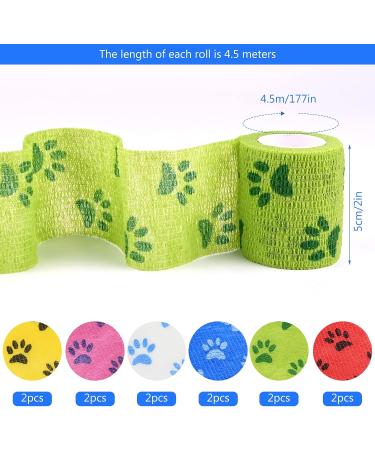 Twirush 12 Rolls Self-Adhesive Bandage for Pets & Humans | Waterproof Elastic Tape | Multifunctional Hand Tear Wrap (5cm x 4.5m) - International Shipping Available - Buy Online on GoSupps.com