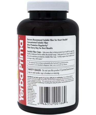 Yerba Prima Soluble Fiber Formula Capsules 180 Count - Premium Dietary Fiber Supplement | Gluten Free Non-GMO | Made in USA - Buy Online on GoSupps.com