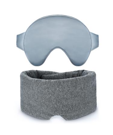 FRESHME Sleep Mask for Side Sleeper Mulberry Silk Cotton Eye Mask 100% Fully Light Blocking Eye Shade Cover Comfortable Soft Eye Blinder with Adjustable Elastic for Women Men Travel Nap Yoga Night