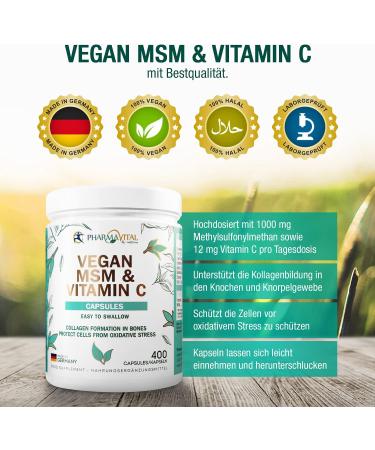 Buy Pharmavital Vegan MSM & Vitamin C Capsules (400 pcs) - High Dose 1000mg Methylsulfonylmethane from Germany | International Shipping - Buy Online on GoSupps.com
