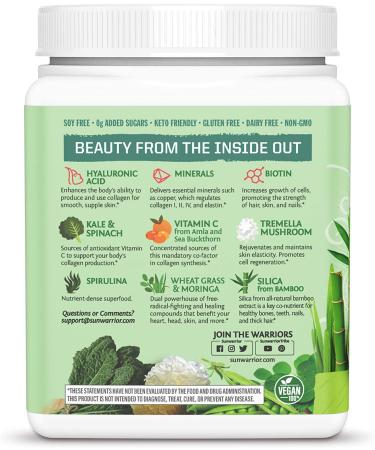 Sunwarrior Beauty Greens Collagen Booster Unflavored - 10.6 oz (300 g) | Vegan Superfood for Radiant Skin - Buy Online on GoSupps.com